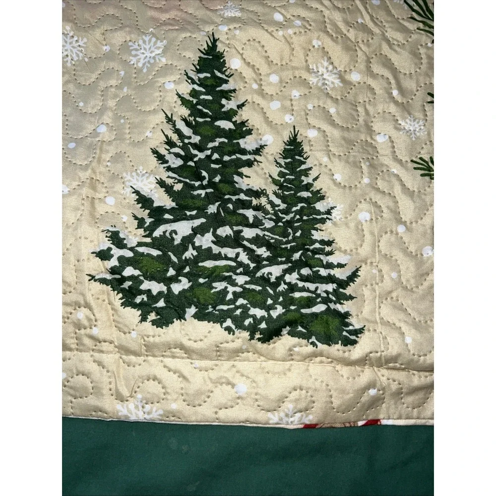 Vintage 3 Pcs King Merry Christmas Quilt Set Festive Bedspread Rustic Farmhouse‎